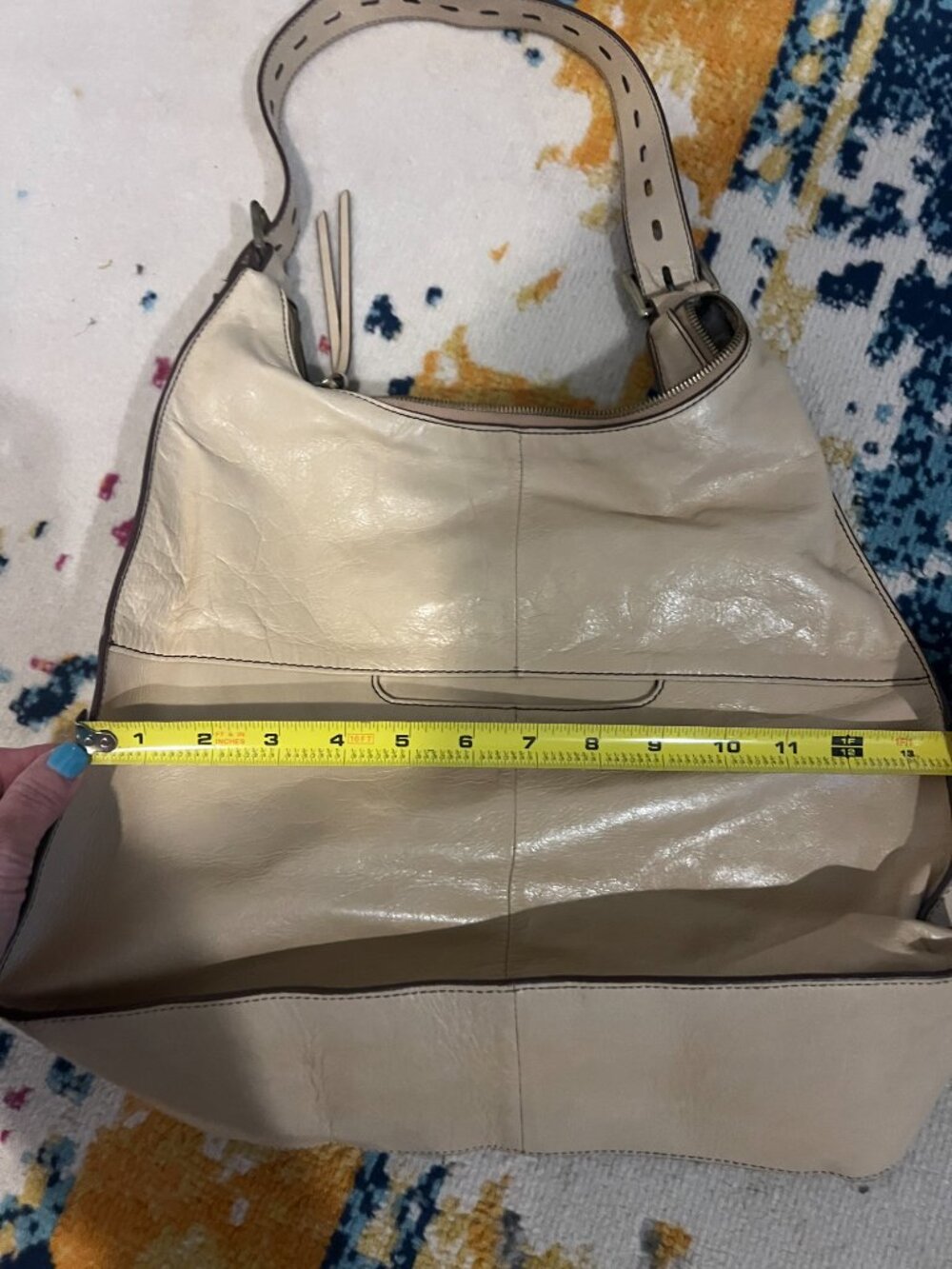 HOBO Cream Leather Shoulder Bag Hobo Purse EUC - Picture 8 of 8